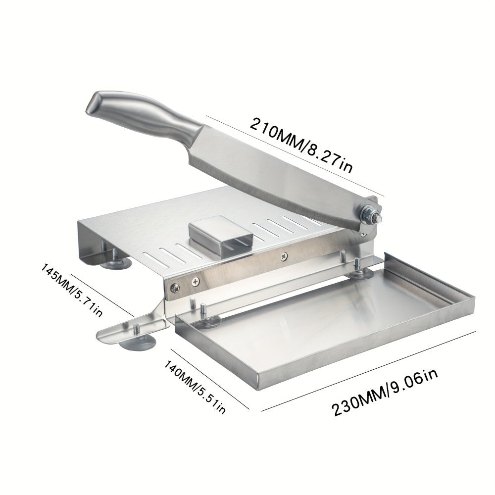 Stainless Steel Manual Meat Slicer Frozen Beef Cutter ¨C 408 Steel Blade Rectangle Slicer for Beef Rolls Vegetables & Bone | Easy to Clean Household Meat Cutting Tool Kitchen Gadget