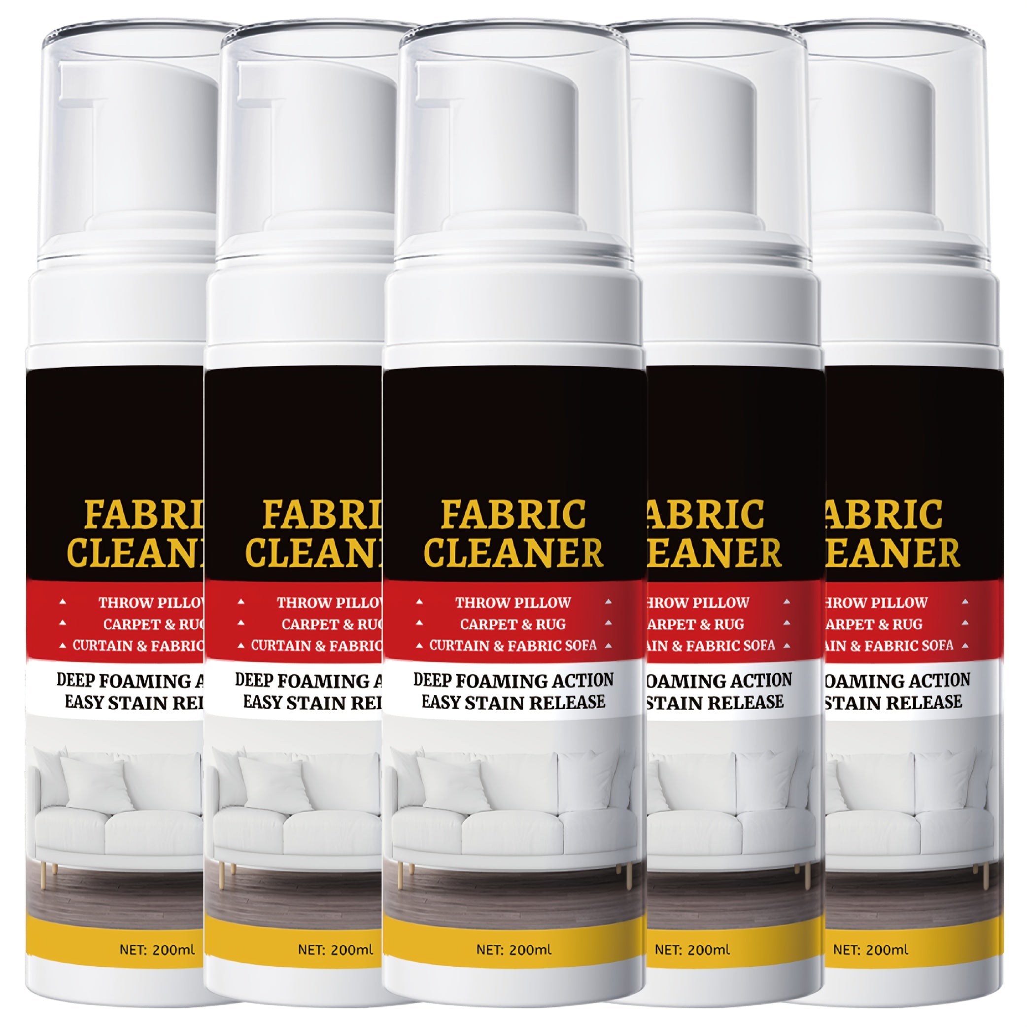 Upholstery Cleaner Spray Multi-Fabric Stain Remover 6.76oz Spot Cleaner for Couch Sofa Rug Carpet Clothes Car Seat Mattress Laundry Multi-Purpose Fabric Cleaner for Home and Car 1 2 3 4 5 Pack