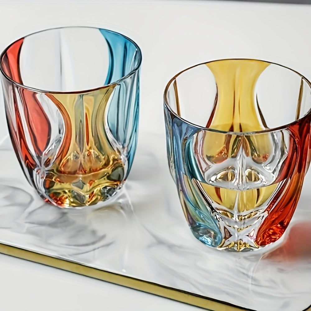 Hand-Painted Crystal Wine Glass 150ml ¨C Czech Crystal Three-Color Luxury Short Cup for Red Wine & Whiskey ¨C Artistic Decorative Glassware ¨C Stylish Home Bar & Entertaining Gift