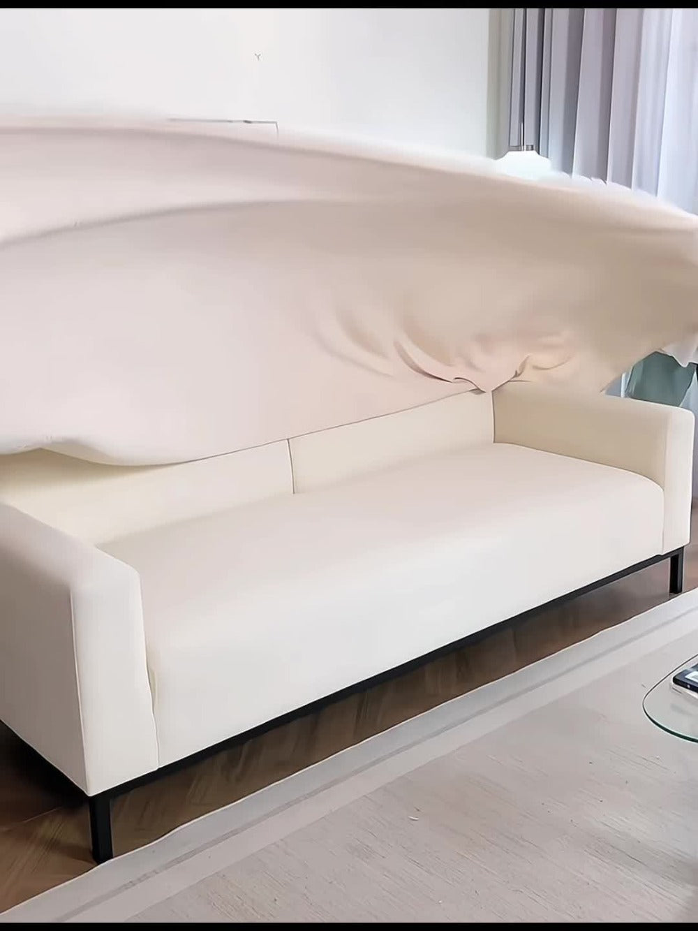 Chenille Sofa Cover with Fringe 300GSM - Super Soft Pet Friendly Solid Couch Slipcover for Single 2 4 Seater Living Room Decoration, 4 Colors