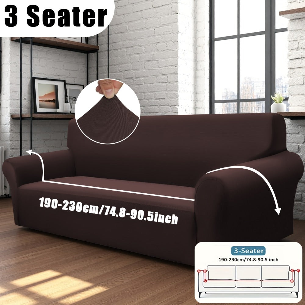 Stretch Sofa Cover Elastic Band | Milk Fiber Fabric Slipcover, Machine Washable Polyester Spandex, 1 to 4 Seater Armchair Couch Cover, Red Gray Blue Black Coffee, Home Decor