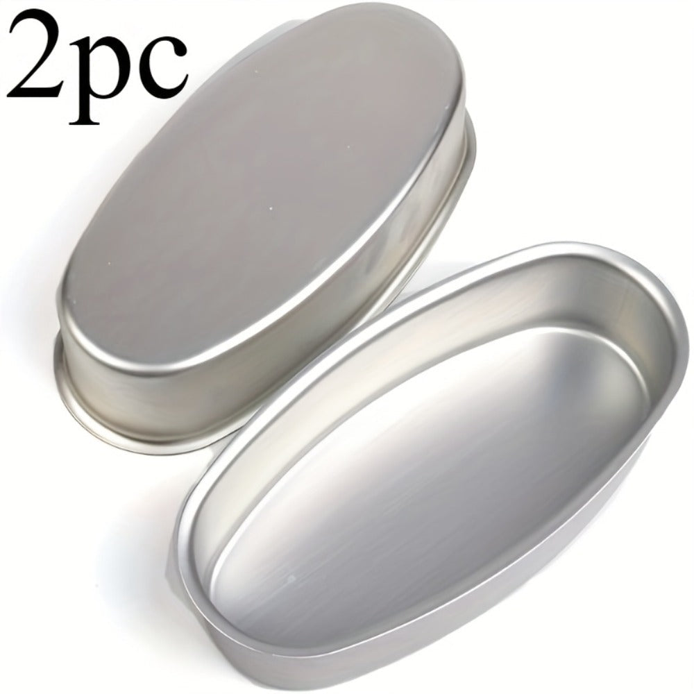 Nonstick Oval Cheese Bread Pan Set of 2, Aluminum Baking Pan for Bread, Cake and Meat, Oven Safe Loaf Mold for Home and Bakery, Cheesecake Baking Mold