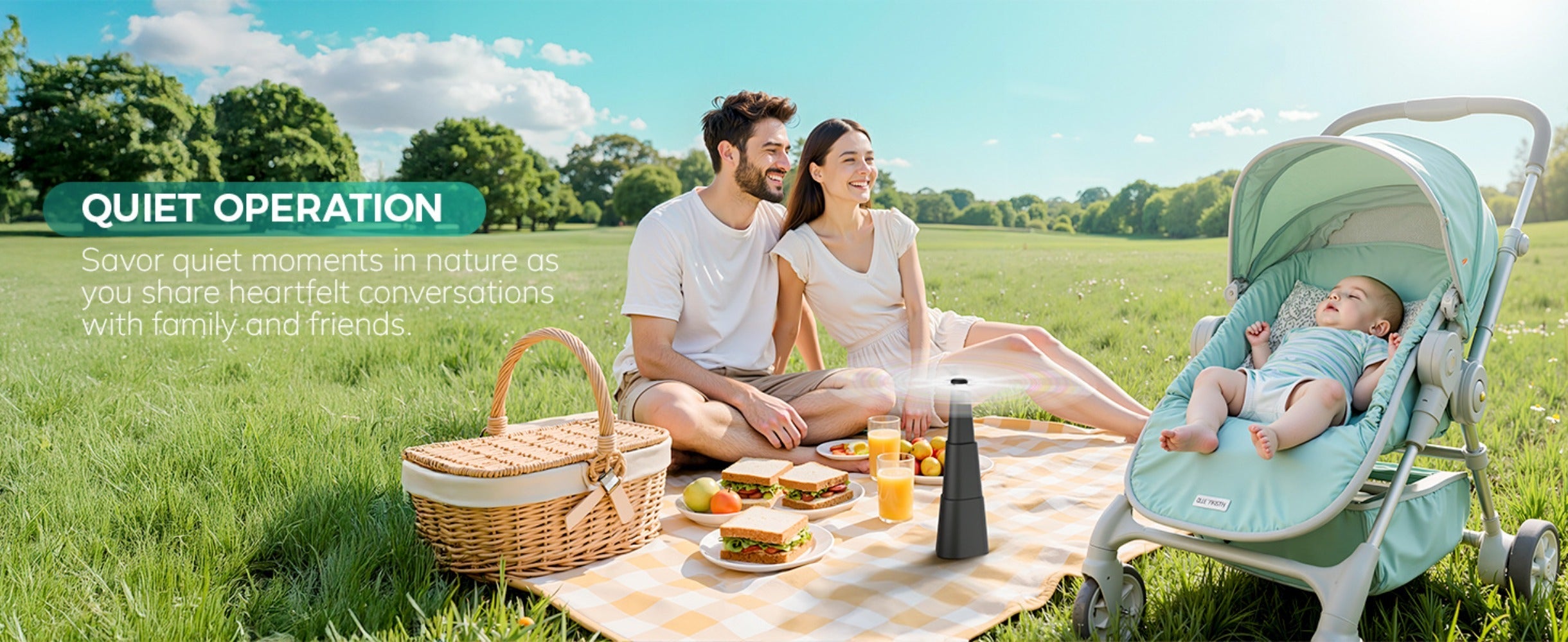 Outdoor Food Fan 4-Pack Battery Powered Silent Table Fan with Hook for Picnic BBQ Patio Party Restaurant Desktop Home Food Protection Black