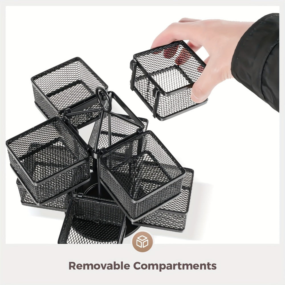 Tea Bag Organizer 360-Degree Spinning Carousel with 8 Compartments ¨C Lazy Susan Tea Bag Holder Display Rack for Kitchen Counter Coffee Bar Home Office ¨C Black