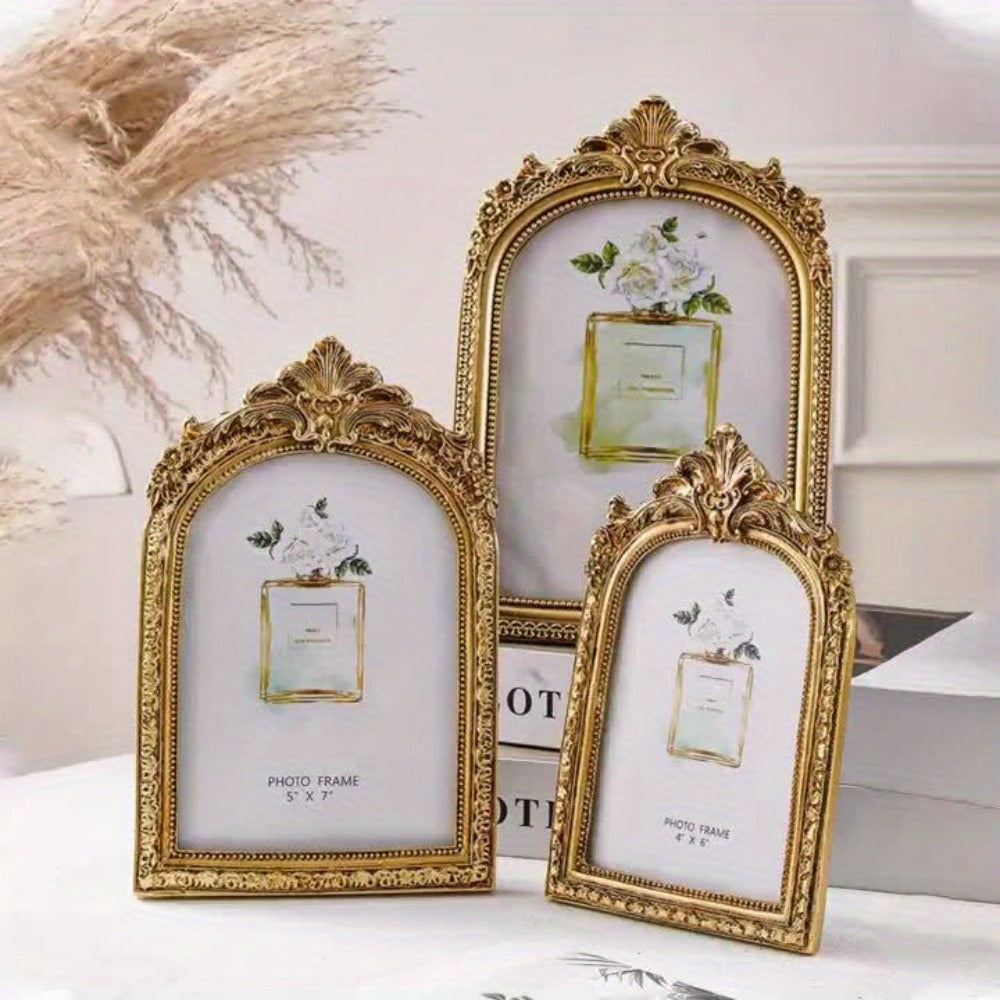 Baroque Vintage Gold Picture Frame - Ornate Resin Photo Frame for Wall & Tabletop Display, Elegant Wedding Anniversary Home Decor Gift, Classic Victorian Style