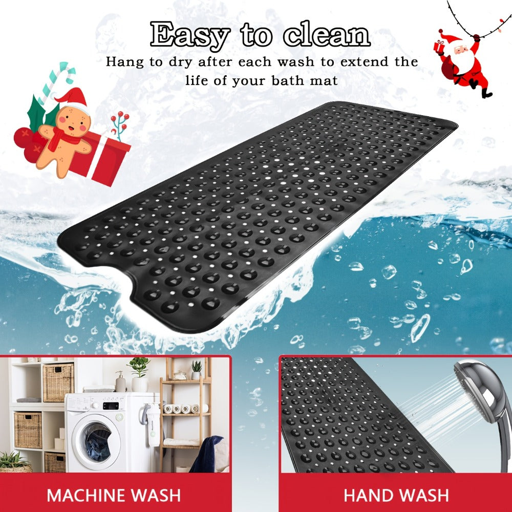 Non-Slip Shower Mat with Suction Cups & Massage Rings - Quick Drain Bath Mat for Shower, Bathtub, Hotel & Bathroom - Round Hole Design Anti-Slip Rug
