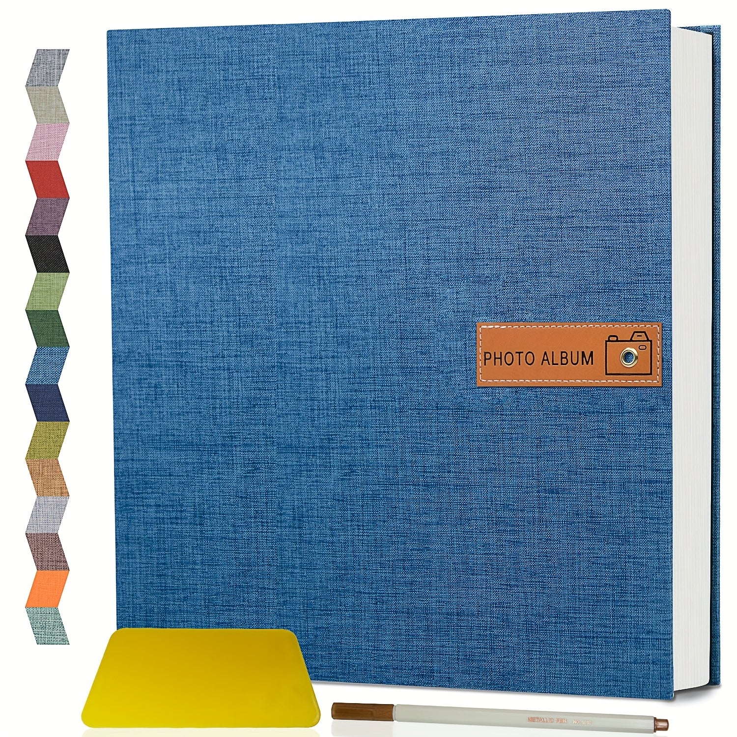Self Adhesive Photo Album Scrapbook ¨C Large Linen Cover Memory Book for 4x6 5x7 8x10 Photos, DIY Picture Book with Metal Pen, Gift for Mom, Baby, Wedding, Valentine's Day & Mother's Day, 40 & 60 Pages