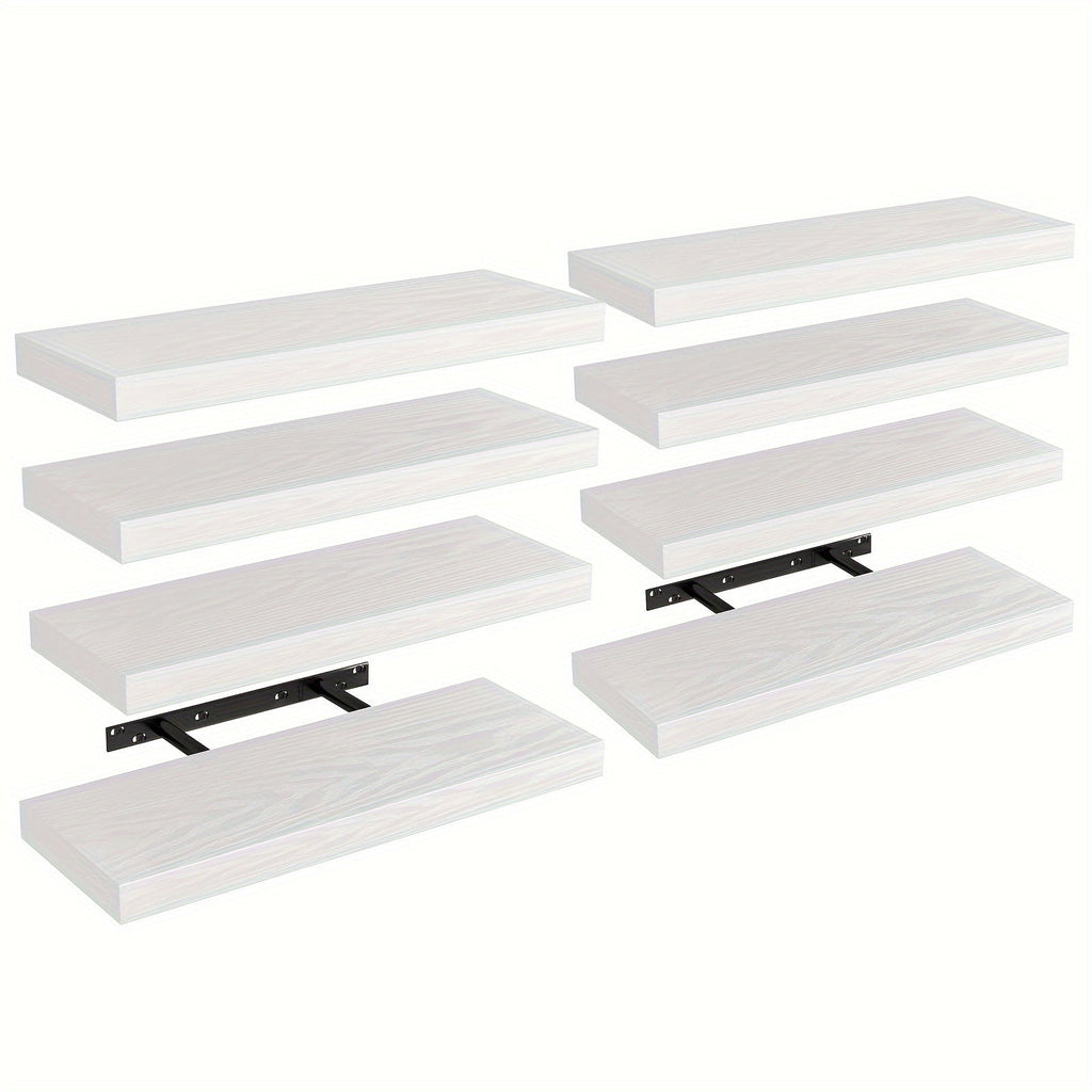 Floating Shelves for Wall 4/8pcs 15.8 Inch, Rustic Wood Wall Shelves with Invisible Brackets, Wall Mounted Display Shelf for Home Decor, Living Room, Bedroom, Bathroom ¨C Walnut, Brown, Black, White, Gray