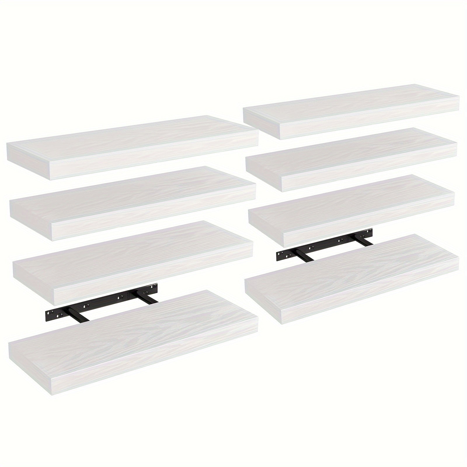 Floating Shelves for Wall 4/8pcs 15.8 Inch, Rustic Wood Wall Shelves with Invisible Brackets, Wall Mounted Display Shelf for Home Decor, Living Room, Bedroom, Bathroom ¨C Walnut, Brown, Black, White, Gray