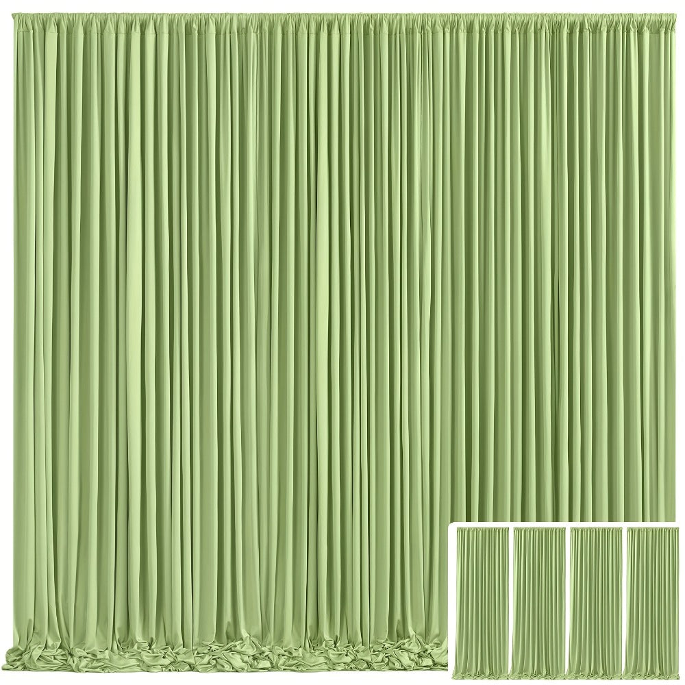 Blackout Backdrop Curtain 4 Pack 5x10 Ft - Heavyweight Nonwoven, Wrinkle-Resistant, Smooth Hanging for Wedding Birthday Baby Shower Party Photography Background Decoration