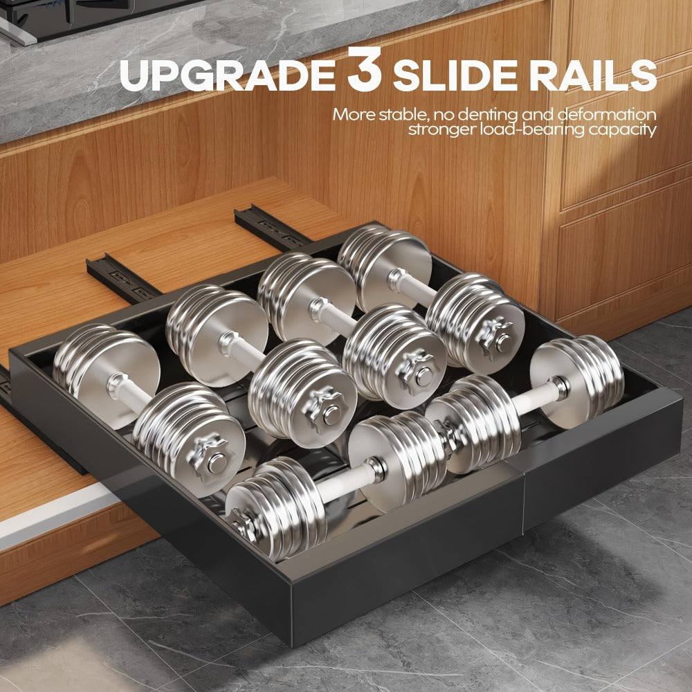 Pull Out Cabinet Organizer Expandable Slide-Out Drawer Shelf Heavy Duty Carbon Steel Silent Sliding Rust-Resistant Storage Rack for Kitchen Bathroom Pantry 12.6¡±-20.5¡± Wide