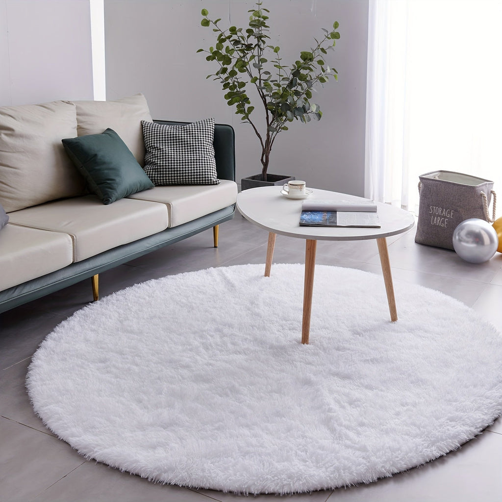 Round Shaggy Plush Rug ¨C Soft Fluffy Circular Carpet for Bedroom & Living Room, Easy Clean