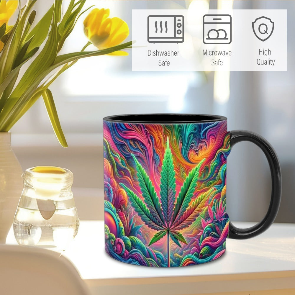 Psychedelic Print Ceramic Mug 11oz ¨C Unique Artistic Coffee Mug for Living Room Office & Cafe | Cool Gift for Friends | Novelty Tea Cup with Bold Colorful Design