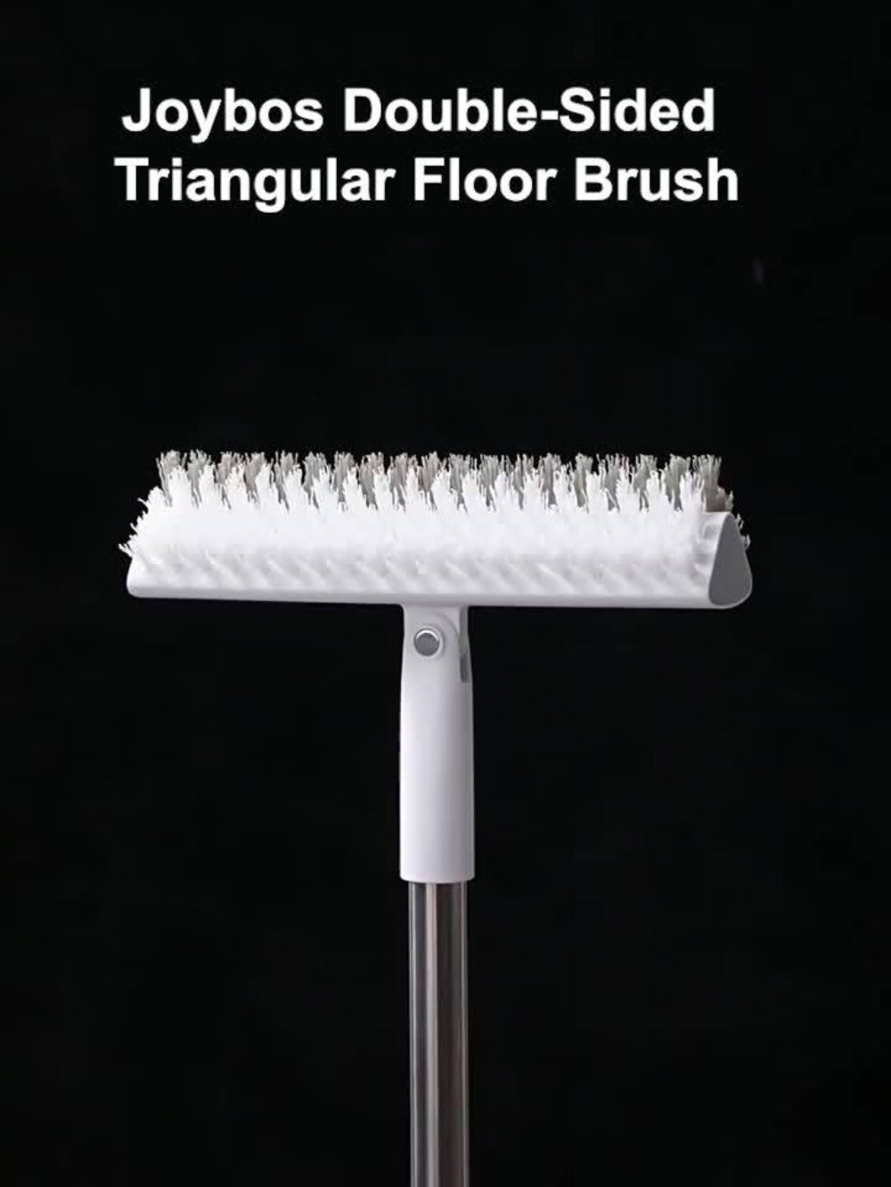 Cleaning Brush with Long Handle 180¡ã Rotating Double-Sided Stiff Bristles Floor Scrub Brush for Bathroom Kitchen Patio Tile Shower Outdoor Heavy Duty Multi-Purpose Scrubber with Stainless Steel Handle
