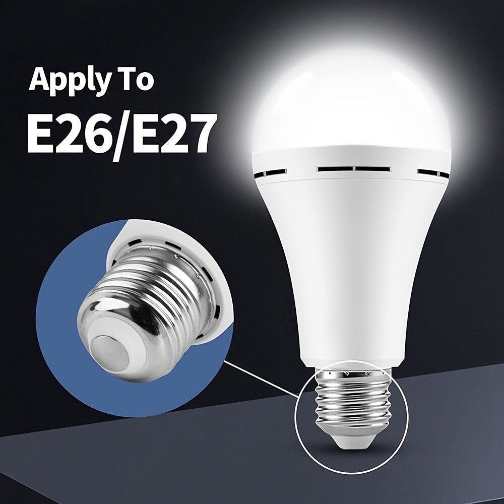 Emergency Light Bulb for Power Outages, Self-Charging Battery Backup LED Bulb 1200mAh 60 Watt Equivalent, Stays On During Blackout, E26 Base Rechargeable Backup Bulb for Home Safety Daily Use