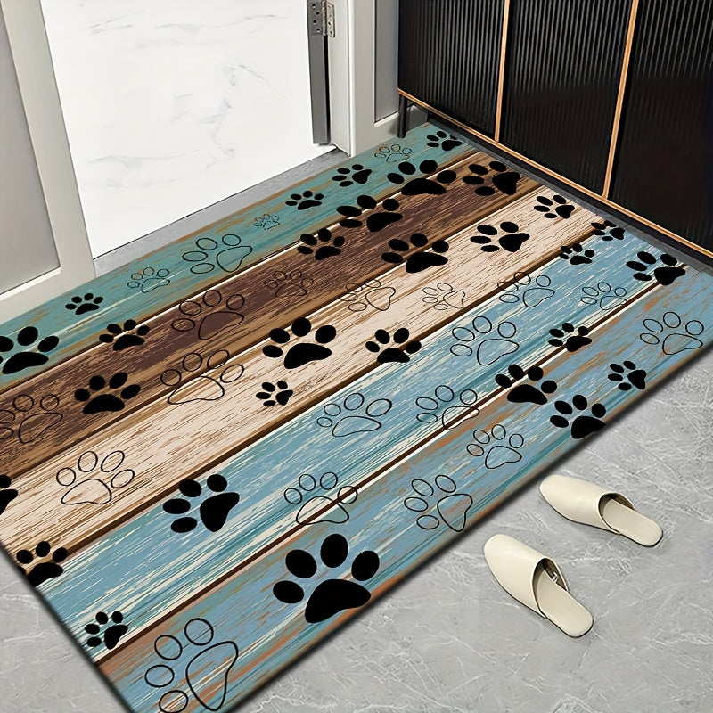 Cat Paw Print Door Mat Non-Slip Washable ¨C Indoor Outdoor Welcome Mat Quick-Dry Anti-Slip Rug for Living Room, Bedroom, Bathroom, Kitchen, Entryway ¨C Multiple Sizes
