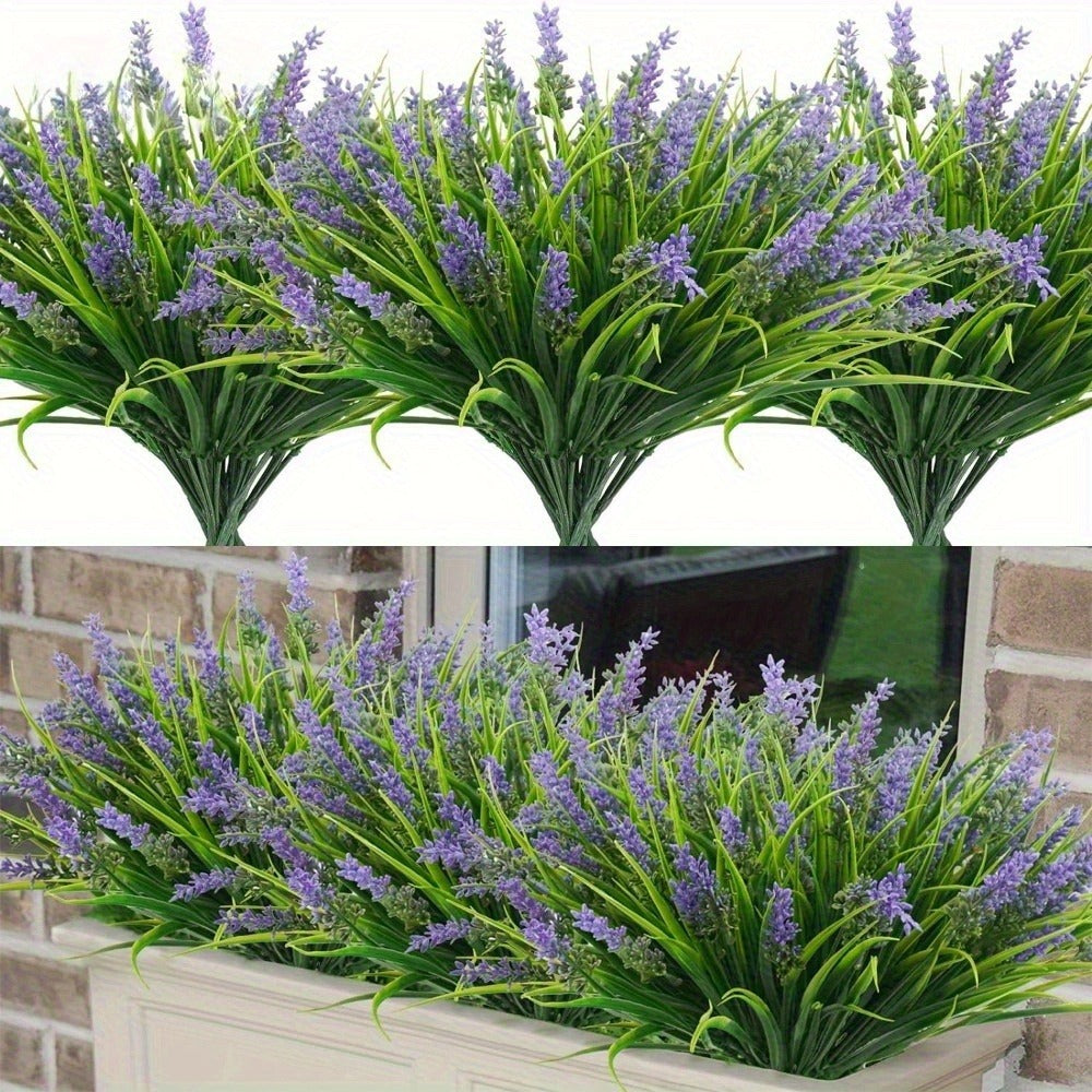 Artificial Lavender Flowers 11pcs UV Resistant Outdoor Indoor Fake Flower Stems, No Fade Realistic Plastic Lavender for Garden Patio Wedding Party Home Decor, Low Maintenance Floral Arrangement