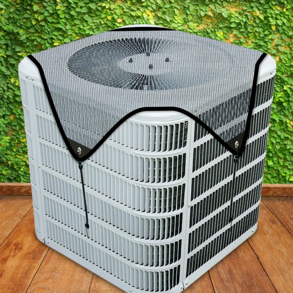Outdoor Air Conditioner Cover 26¡±x26¡±, Universal PVC Mesh AC Unit Protector, Prevents Leaves Debris Snow, Weatherproof Outdoor AC Cover for Winter Christmas Season