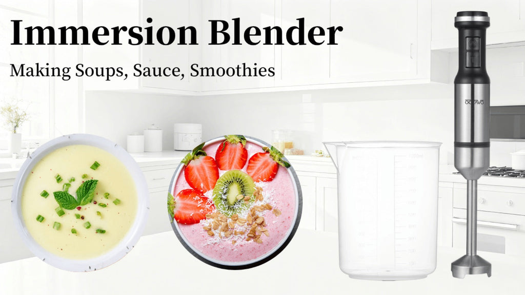 800W Immersion Hand Blender 5-in-1 Set ¨C Stainless Steel Stick Mixer with Whisk, Frother, 1000ml Cup & 450ml Food Chopper for Smoothies, Soup & More
