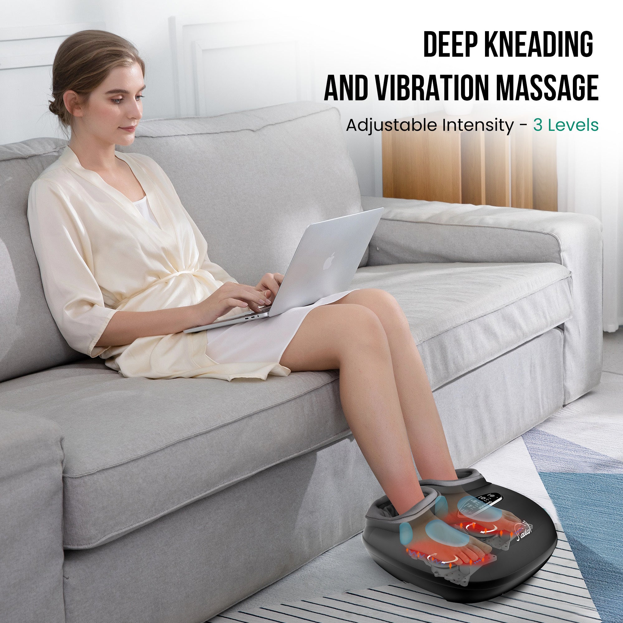 Shiatsu Foot Massager with Heat ¨C Deep Kneading, Compression & Vibration, Electric Foot Massage Machine for Men Women, Fits Size Up to 13