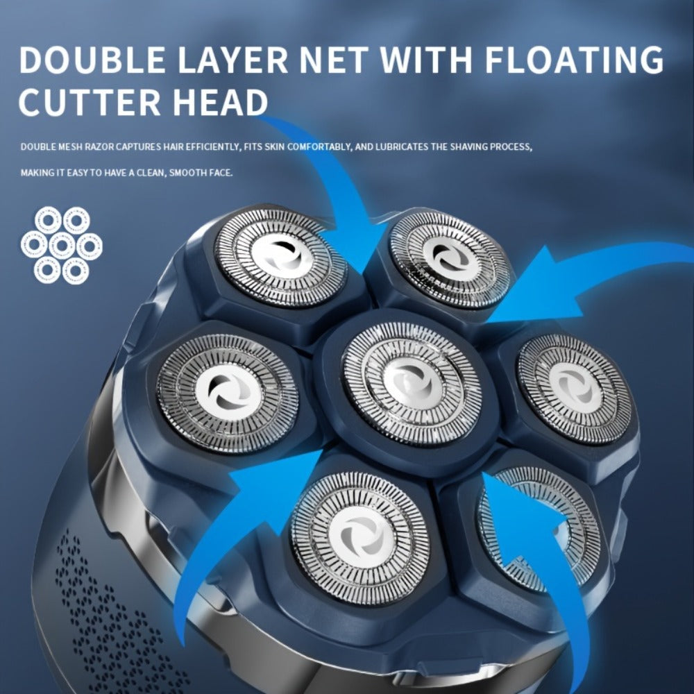 Electric Shaver for Men 7D Bald Head Shaver - IPX6 Waterproof Wet Dry Electric Razor, Cordless USB Charging, LED Display, Magnetic Blade, Beard Trimmer for Head Face Body All Skin Types