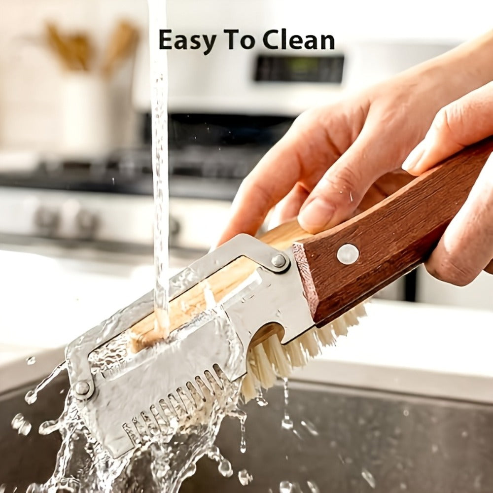 Stainless Steel Vegetable Peeler Set 2pcs ¨C Multi-functional Kitchen Peeler with Scallion Cutter, Straight Blade, Wooden Handle & Bottle Opener