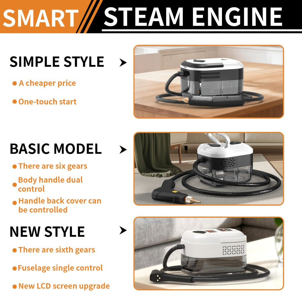 Carpet Steam Cleaner Handheld with LCD Display 1200ml Tank Gear Switch High Temperature for Kitchen Sofa Floor Tile Grout Home