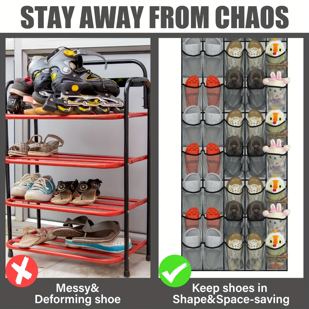 Over Door Shoe Organizer 40 Pockets - Heavy Duty Fabric Mesh Hanging Storage with Slip Hooks for Shoes, Cruise Ship Essentials, Closet, Utility Room & Locker - Space Saving Wall Door Organizer