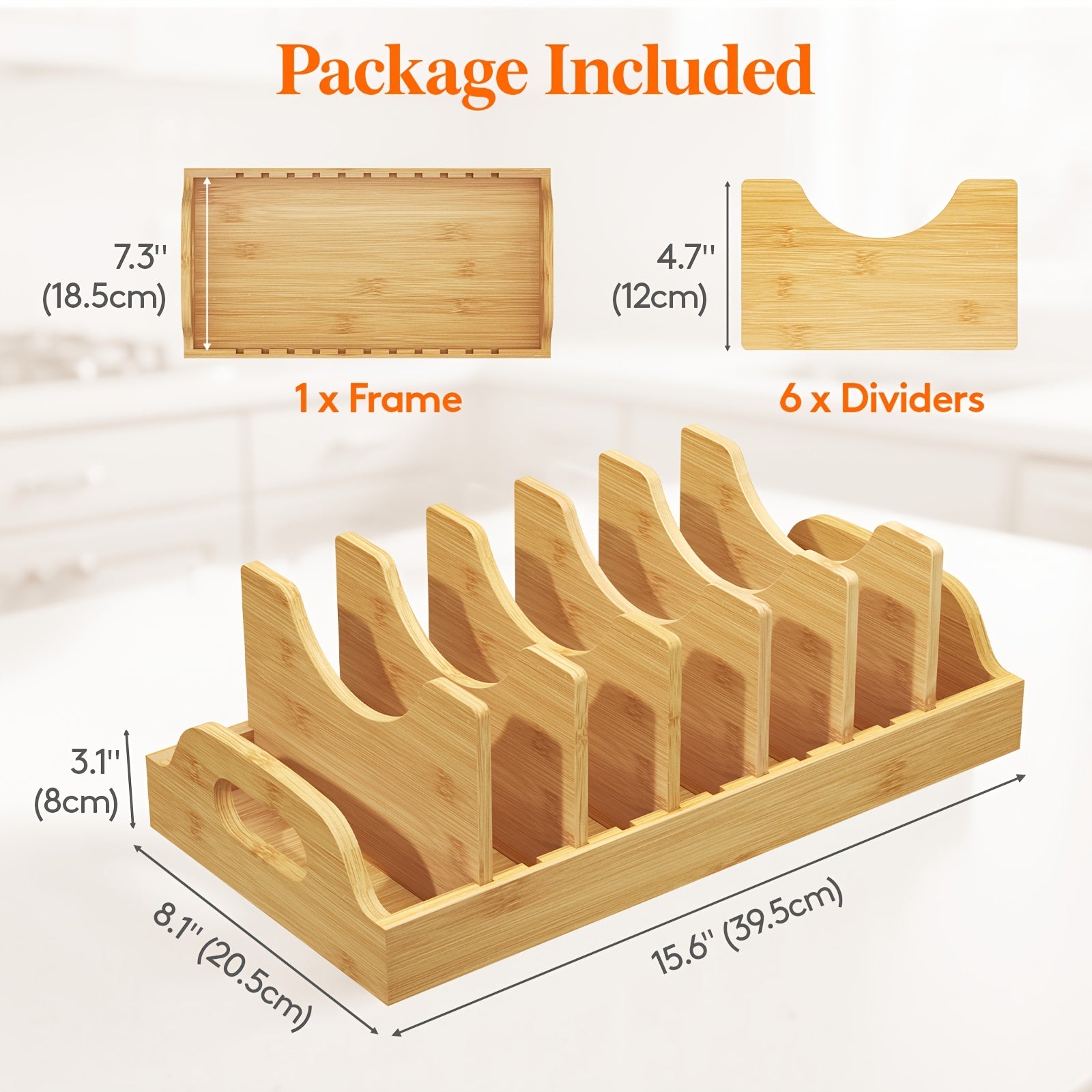 Adjustable Cabinet Lid Organizer ¨C Extra Large 13-24¡± Food Storage Container Lid Divider with 8 Inserts & 21 Compartments, BPA-Free Plastic Lid Holder for Kitchen Cabinet & Pantry Organization