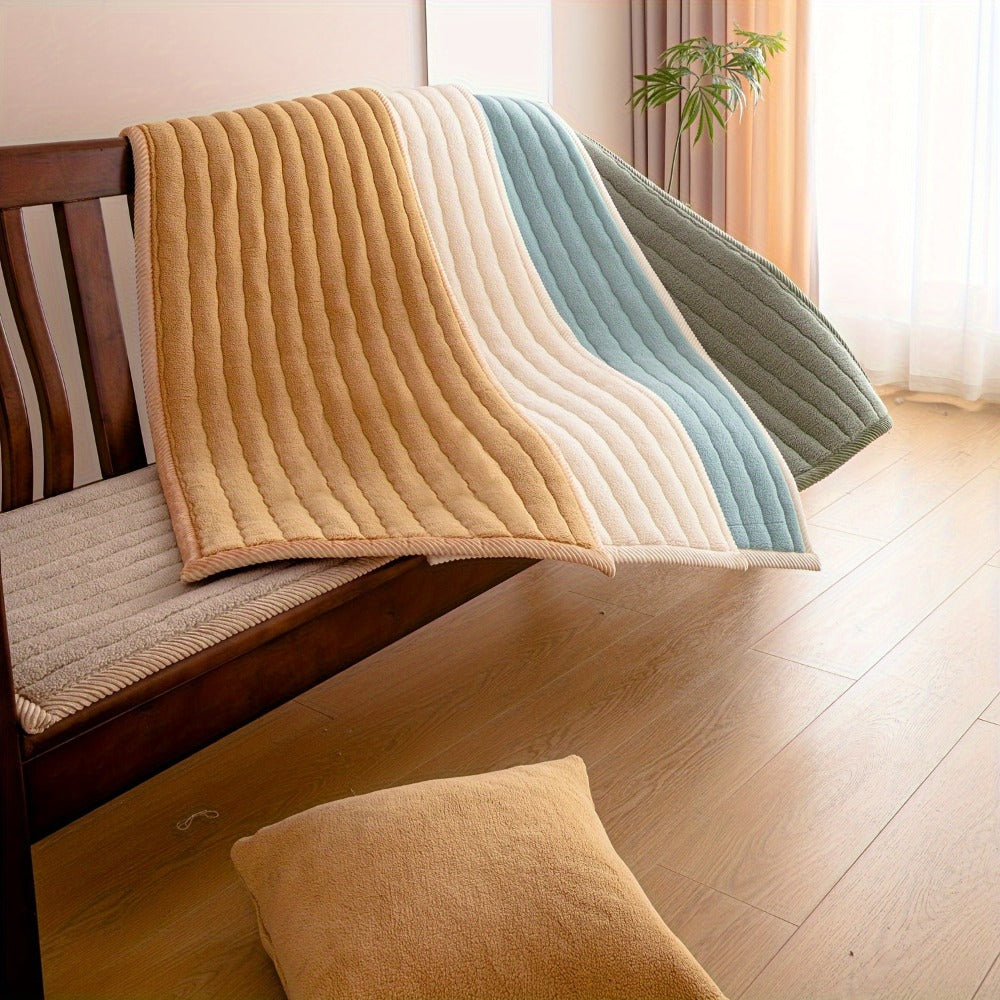 Plush Sofa Cover Bohemian Style Thickened Short Plush Non-Slip Machine Washable Pet Friendly Sofa Slipcover for Living Room Bedroom Office - Armrest Pad to 4 Seater