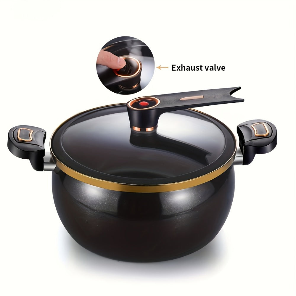 8.45QT Non-Stick Ceramic Stockpot with Twist Lock Handle - Induction & Gas Compatible, Cast Iron, Home & Restaurant