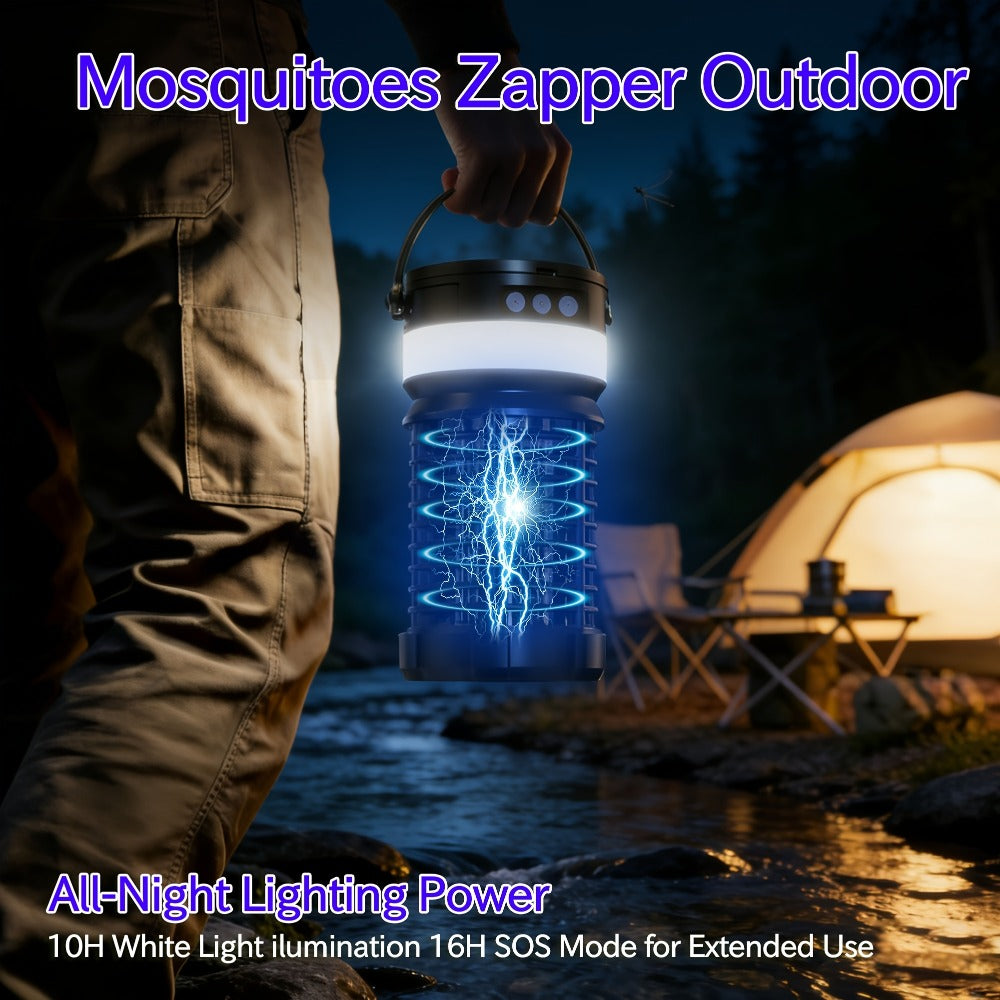 Solar Bug Zapper Outdoor 4000mAh Rechargeable UV Light Mosquito Zapper Electric Fly Trap Insect Killer with Remote Control Night Light Mode for Indoor Outdoor Patio Garden Camping Mosquito Fly Gnat