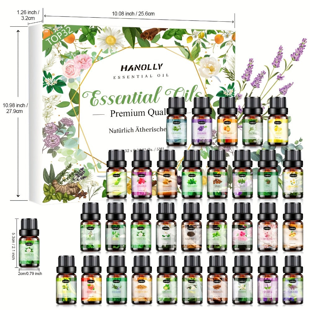 Essential Oils Set 12 26 32 48 Pcs Aromatherapy Gift Kit Lavender Eucalyptus Tea Tree Peppermint for Diffuser Humidifier Candle Soap Making Birthday Holiday Gift