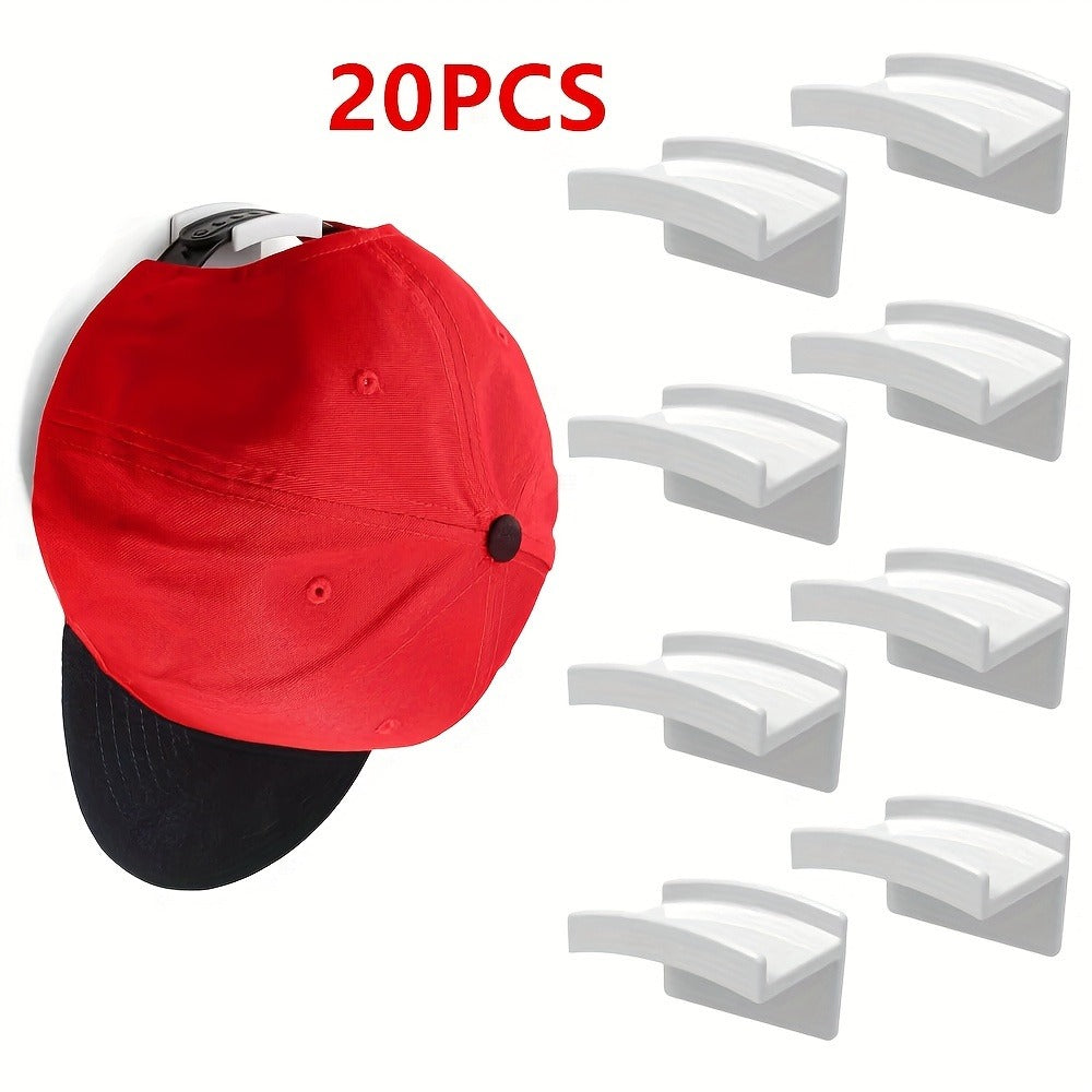 Hat Hooks Wall Mounted 20-Pack, Strong Adhesive Baseball Cap Hooks ¡ª No Drilling Multi-Purpose Hat Rack Organizer for Caps, Bags, Keys & More | Black & White