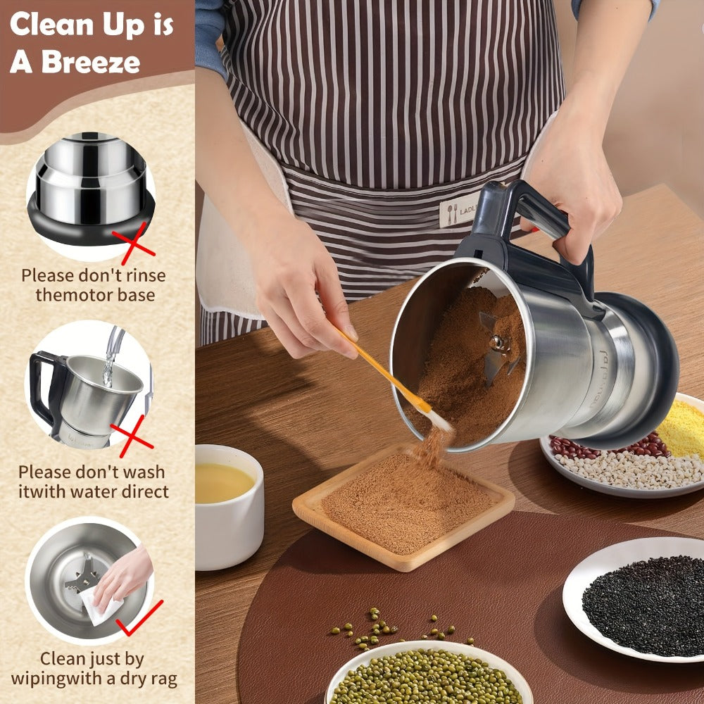 Coffee Bean Grinder 300W 8-Blade Stainless Steel 400g 14oz Large Capacity Up to 36 Cups 10-Second Fast Grinding Spice Grain Nut Dry Food Processor One-Touch Button
