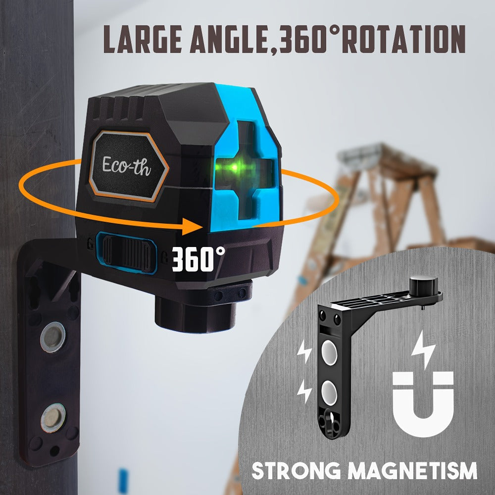 Laser Level Self Leveling 100ft 30m Two Line 360 Degree Magnetic Base Manual Pulse Mode Adjustable Brightness for Construction Tile Flooring Picture Hanging DIY Home Projects