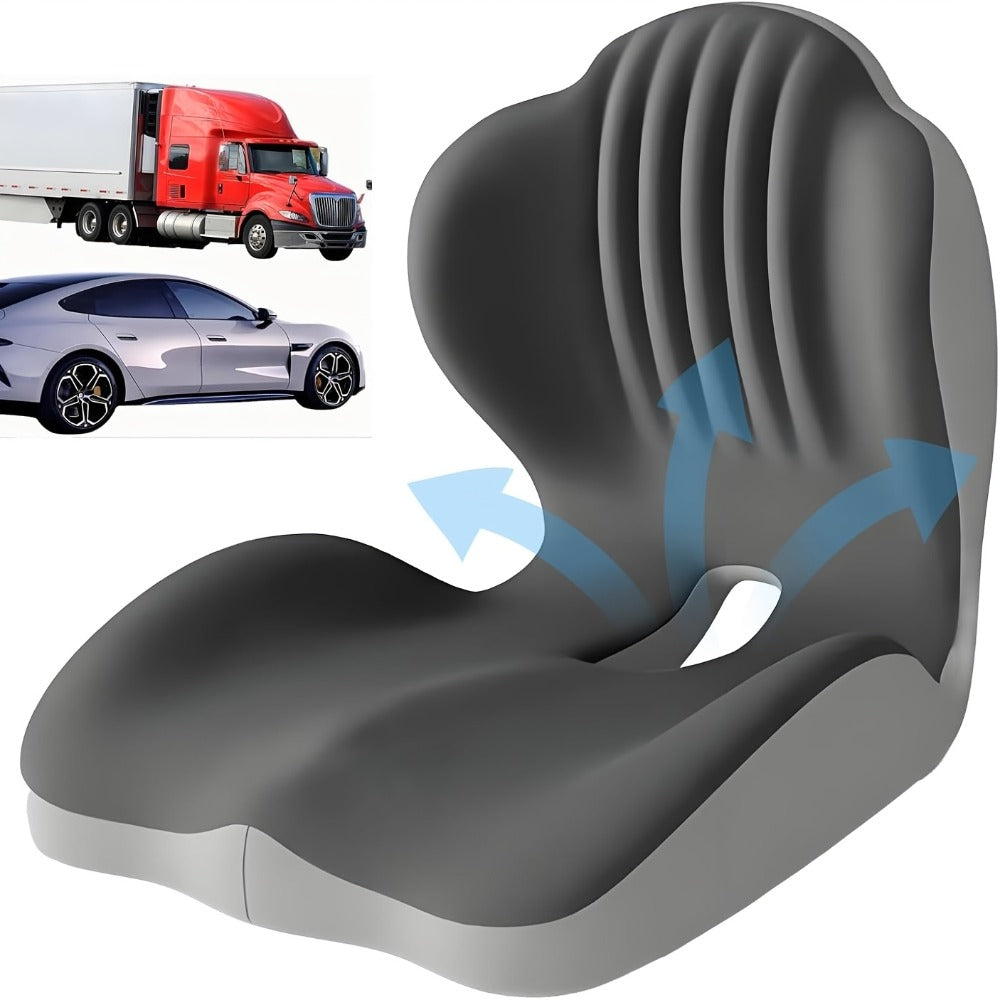 Memory Foam Seat Cushion Ergonomic with Back Support & Breathable Hollow Design ¨C Comfortable Chair Pad for Office, Car Seat & Long Sitting, Unisex Gift