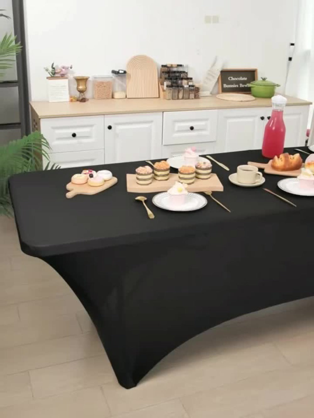 Spandex Tablecloth 6 Foot Rectangular Stretch Table Cover for Parties Weddings Banquets ¨C Wrinkle-Free Full Coverage Fitted Table Cloth for Events