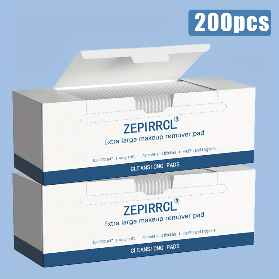Makeup Remover Pads Disposable 100/200pcs ¨C 3-Layer Thickened Cotton Squares for Face Cleansing, Skincare & Nail Polish Removal, Soft Touch No Friction, 2.76x2.36 inch, Individually Boxed