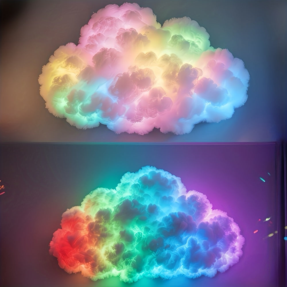 3D RGB LED Cloud Lamp Color Changing Night Light with Lightning Effects, Creative Multicolor Mood Light for Bedroom Gaming Room, Aesthetic Wall Hanging Cloud Light for Party Club Home Decor