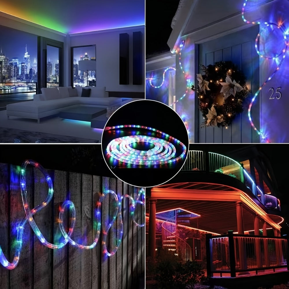 Solar Rope Lights Outdoor 33FT 100LED RGB ¨C 8 Modes IP65 Waterproof String Lights for Garden, Patio, Party & Holiday Decor