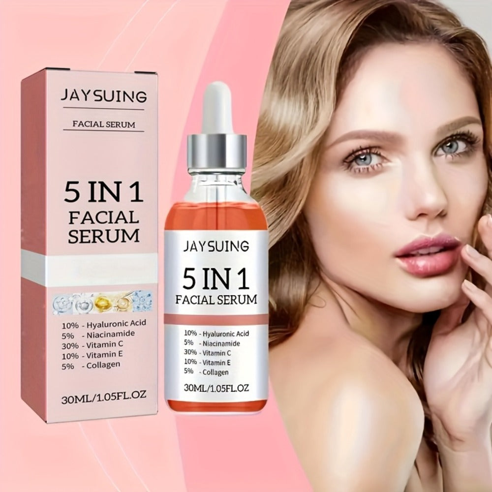 Facial Serum 5-in-1 with Hyaluronic Acid & Vitamin C ¨C 3 Pack 30ml, Hydrating Anti-Aging Skin Care Serum for All Skin Types, Alcohol-Free, Non-Irritating, Unisex