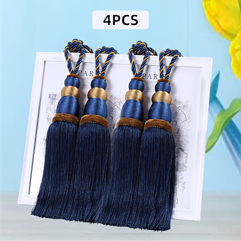 Curtain Tiebacks with Ball Tassels 4-Pack Silk Rope Curtain Ties Decorative Holdbacks for Window Dressing Home Decor