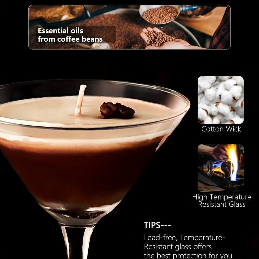 Coffee Martini Scented Candle ¨C Soy Wax Espresso Cocktail Candle with Coffee Bean Embellishment & Glitter, 12+ Hour Burn, Unique Birthday Gift, Valentine's Day, Mother's Day & Teacher Appreciation Gift for Candle Lovers