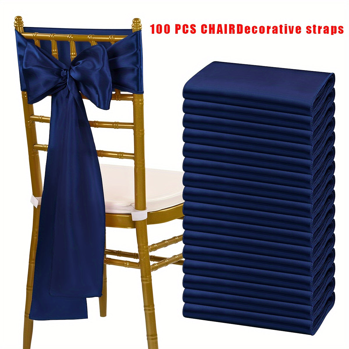 100pcs Satin Chair Sashes Bows for Wedding Banquet Party Event Decoration ¨C 13 Colors, 18¡Á275cm