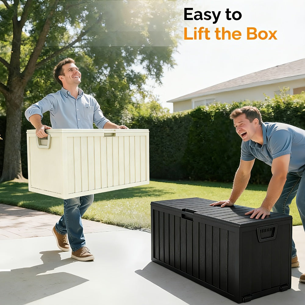 75 Gallon Outdoor Storage Box Waterproof Deck Box with Handles & Wheels ¨C Large Patio Storage Cabinet for Pool Accessories, Garden Tools & Outdoor Furniture | Easy Assembly Lockable Deck Storage Chest