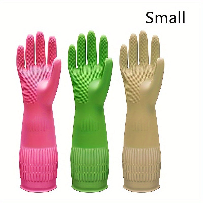Premium Cleaning Gloves 3 Pair Waterproof Slip-Resistant Kitchen Dishwashing Laundry Gloves Heavy Duty Reusable