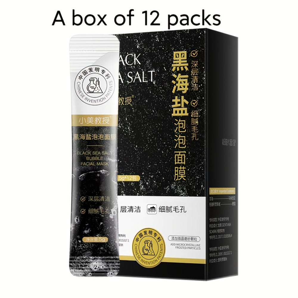 Black Sea Salt Bubble Mask with Nicotinamide, Moisturizing Foam Mud Mask Alcohol-Free for All Skin Types, Unisex Deep Cleansing Pore Purifying Face Mask ¨C Individual Portable Packs for Travel (12/24/36 Pack)