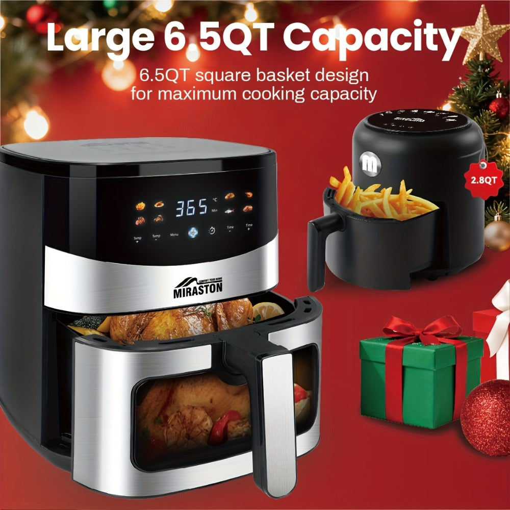 Air Fryer Smart Touch Screen ¨C 2.8QT & 6.5QT with Color Icons, Viewable Window, 8 Preset Recipes & Manual Adjustments, Dishwasher-Safe Basket for Family Meals & Party Cooking