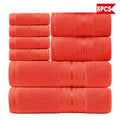 Cotton Bath Towel Set 8 Piece 550GSM Vintage Striped - 100% Cotton Hotel Quality Soft Absorbent Machine Washable | 2 Bath 2 Hand 4 Washcloths | 15 Colors | Bathroom Hotel Spa Gift